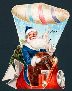 サンタクロース運転飛行船、クリスマスカード 作： English School