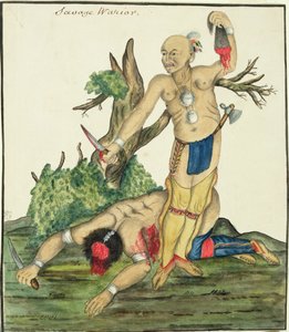 野蛮な戦士、1800年頃（紙にペンとトイレ） 作： English School