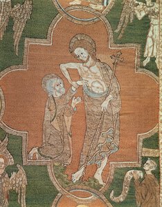 キリストの生涯の場面、シオンコープの詳細、1300-20（金属糸と絹で刺繍されたリネン） 作： English School