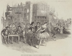 ドラリー・レーン劇場で上演されたニュー・バレエ「The Wags of Wapping」のシーン（エングレーヴィング