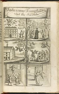 「Saducismus Triumphatus」からの浮揚のシーン、および魔女と悪魔に関連する活動 作： English School