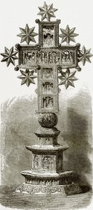 カリエスの宝庫にある彫刻が施された十字架 作： English School