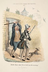 シーモアからの抜粋。第7番「別のハトだ、今朝は運に見放された」1840年頃のパブ（手彩色彫刻 作： English School