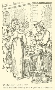 土器の売り子（木版画 作： English School