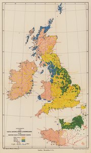イギリス諸島とフランス北部の集落名（カラーリトグラフ） 作： English School