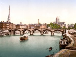 セバーン橋、ウスター（手彩色写真） 作： English School