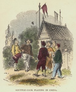 中国でのシャトルコック演奏（彩色済み彫刻 作： English School