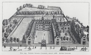 シドニー・サセックス・カレッジ、1688年頃、ログガンの後（エングレーヴィング