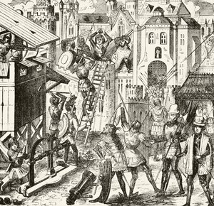 15世紀の包囲作戦、ウィリアムヒックマンスミスオーブリー（1858〜1916年）による「イングランドの国内および国内史」よりロンドン、1890年頃 作： English School