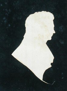 マイケル・ファラデー（1800-79）のシルエット（本人のスクラップブックより 作： English School