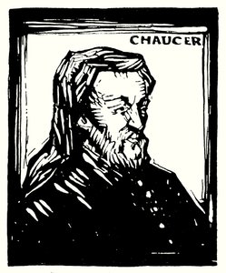 シルエットポートレート、Geoffrey Chaucer（リトグラフ 作： English School