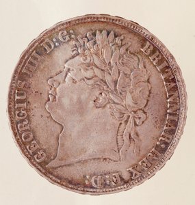 銀製イングリッシュ・クラウン ジョージ4世の時代（1820-1830）。直径3.7cm ナポリ、考古学博物館 作： English School