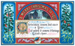 月明かりの下でキャロルを歌う、クリスマスカード 作： English School