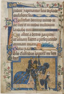 「Luttrell Psalter」の馬に乗ったジェフリー・ラトレル卿、1325-35年頃（ベラム）