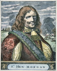 サー・ヘンリー・モーガン（1635-88年頃）（彩色済みエングレービング 作： English School