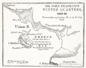 ジョン・フランクリンズ・ウィンター・クォーターズ卿、1845年から1846年、コムによる調査。 WJS Pullen 1854、パブ。 1854 作： English School