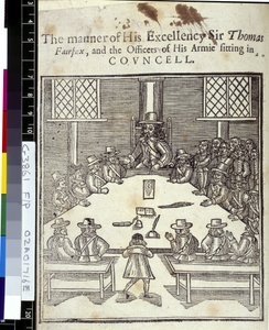 サー・トーマス・フェアファックス (1612-71) と国会議員軍総評議会 作： English School