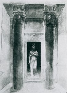 1899年パリのイシスの儀式に携わる大祭司アナリの役割でのモイナマザーズ（1865-1928）のスケッチ 作： English School