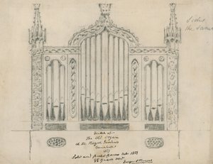 ロイヤルガーデンでの古いオルガンのスケッチ（Vauxhall Gardens、ロンドン） 作： English School