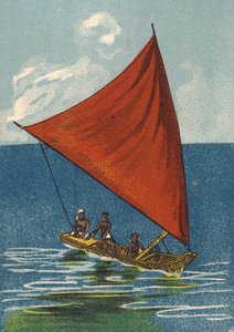 小型ヨット、インド（カラーリトグラフ） 作： English School