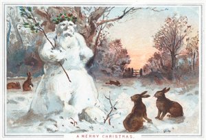 雪だるまとうさぎ、クリスマスカード