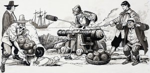 大砲を発射する兵士 作： English School