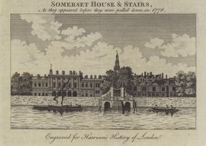 彼らが1776年に引き下げられる前に現れたロンドンのサマセットハウスアンドステアズ 作： English School
