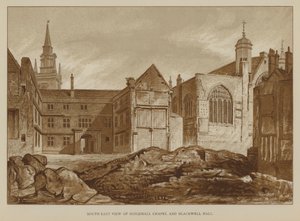 ロンドン市、ギルドホールチャペルとブラックウェルホールの南東ビュー 作： English School