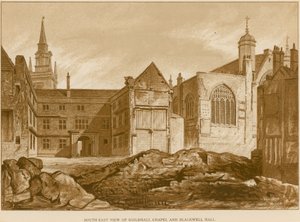 ギルドホールチャペルとロンドンのブラックウェルホールの南東ビュー 作： English School