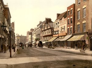 サウスゲートストリート、グロスター（手彩色写真） 作： English School