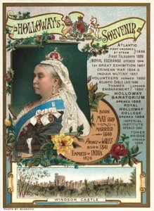 1897年に行われたヴィクトリア女王のダイヤモンド・ジュビリーの記念品で、女王在位中の主要な出来事が記されている（クロモリト）。