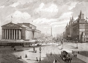 リバプールのセント・ジョージ・ホールとライム・ストリート、1893年頃に出版された『Cities of the World』より（プリント） 作： English School