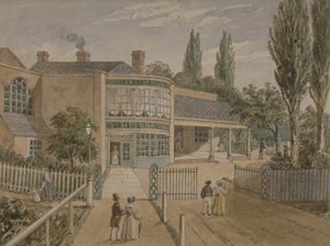 セントヘレナティーガーデン、ローワーロード、ロザーハイト、1860年頃（紙にトイレ） 作： English School