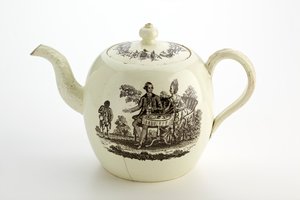 スタッフォードシャーウェッジウッドティーポット、1775-85年頃（クリームウェア）