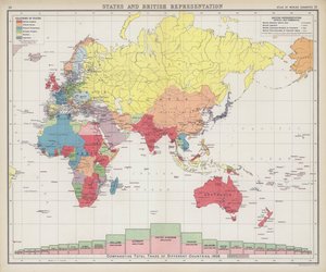 州と英国代表（カラーリトグラフ） 作： English School