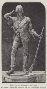 アレクサンダー・セルカークの生誕地であるフィフシャー州ラーゴにあるロビンソン・クルーソーの像（彫刻 作： English School