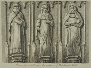 1807年にウェストミンスターホールの入り口近くで発見された彫像 作： English School
