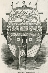 中国のジャンクの船尾と舵が観光名所としてロンドンに持ち込まれた 作： English School