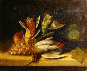 鳥の静物画、1840年頃（油彩・キャンバス） 作： English School