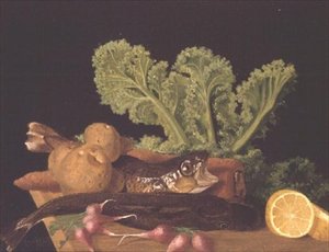 野菜と魚の静物画 作： English School