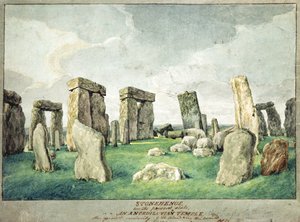 現在の状態のストーンヘンジ、アンペディルニア寺院、1821年（紙にトイレ）