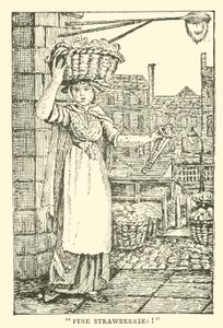 いちご売り（木版画