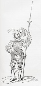 リブと彫刻が施された鎧：A Pictorial Museum, pub.1847 作： English School