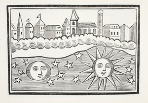 太陽、月、星、地球の転置、パブのジョン・アシュトンによる18世紀のチャップブックのイラスト。 1882 作： English School