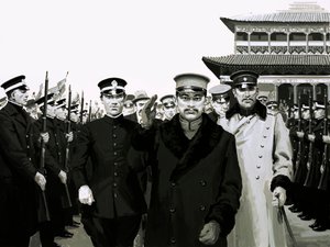孫は中国に戻り、英雄として迎えられた（紙にガッシュ 作： English School