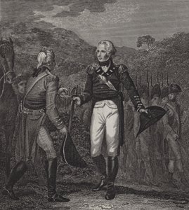 1777年にサラトガでバーゴイン将軍の降伏 作： English School