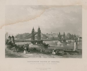 チェルシー病院の吊り橋。チェルシー病院近くからバタシーのニューパークに通じています。 作： English School