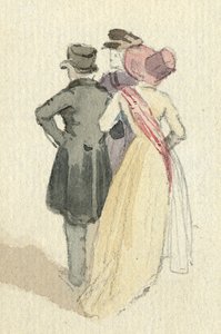 3つの図、c.1825（紙にトイレ） 作： English School