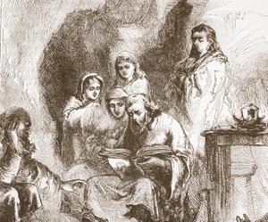 洞窟で崇拝するタボライト、ジェームスエイトケンワイリー（1808-1890）によるパブのプロテスタンティズムの歴史のイラスト。 1878 作： English School