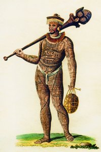 マルケサス諸島の刺青の男、1843年 作： English School